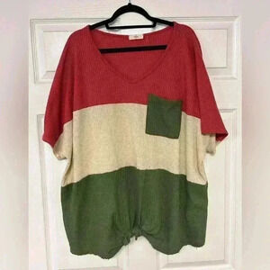 Woman’s 3x Entro Summer Blouse Chest Pocket Light Sweater Style Blouse